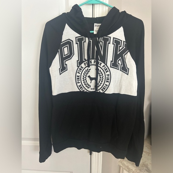Victoria’s Secret Pink Perfect Pullover Hoodie Sweatshirt Top black Large - Picture 1 of 10